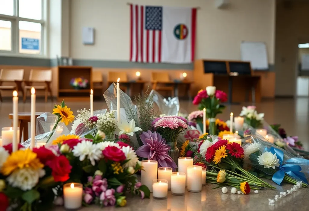 Memorial setup for a beloved student at Ponte Vedra High School