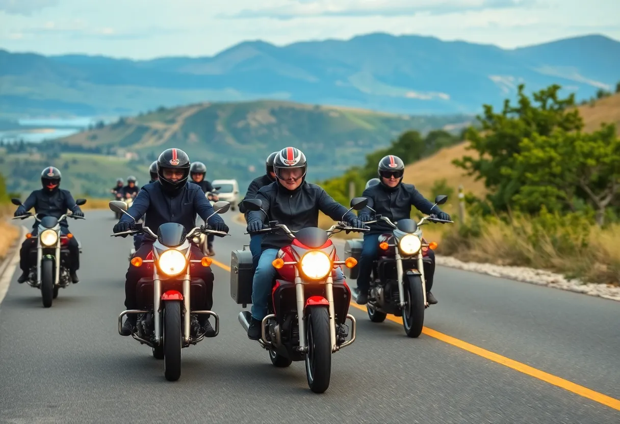 Motorcyclists promoting safety on the road