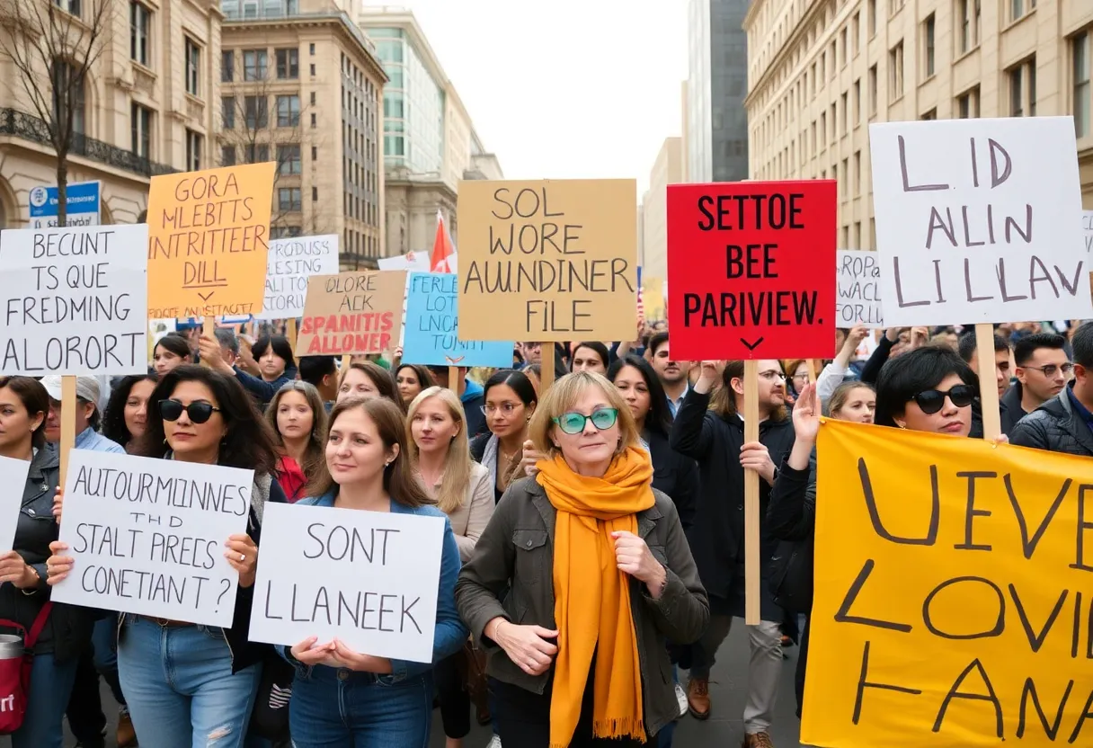 Peaceful protestors at No Kings demonstration in Jacksonville