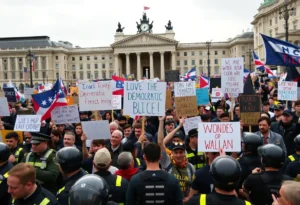 Crowd of protesters at the No Kings Protest in St. Augustine