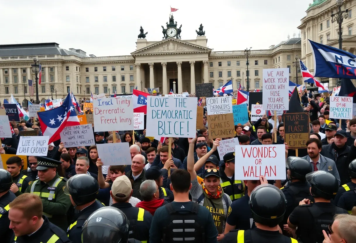 Crowd of protesters at the No Kings Protest in St. Augustine