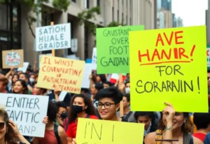 Crowd of diverse protesters at a No Kings protest advocating for political rights