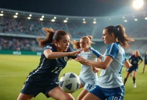 Players from North Florida women's soccer team competing during a match