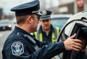 Police officer interacting with a driver in Jacksonville during a tense moment