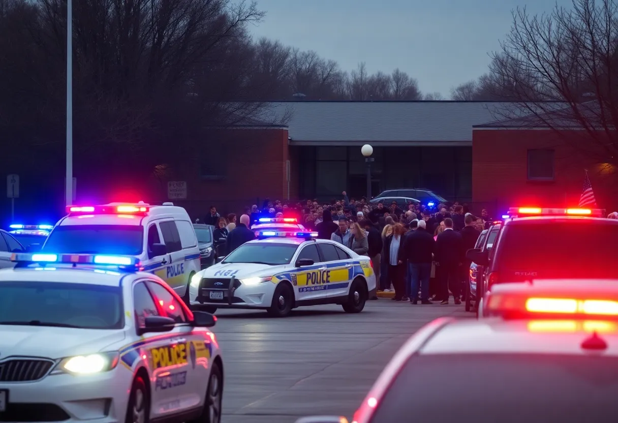 Police responding to an incident outside a school