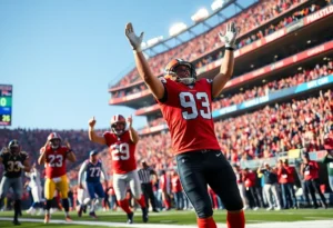 Celebration of Tampa Bay Buccaneers players after a touchdown during a game