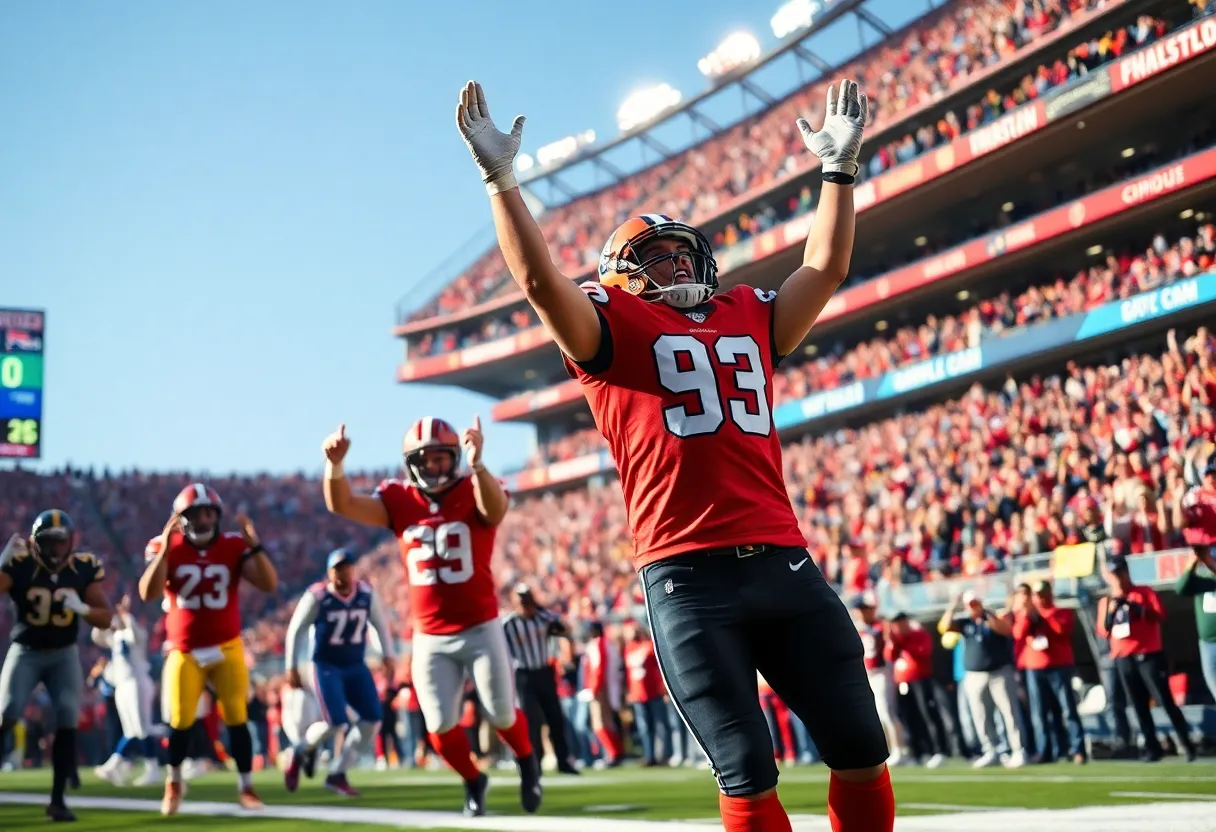 Celebration of Tampa Bay Buccaneers players after a touchdown during a game