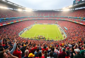 Excited fans at a football championship game