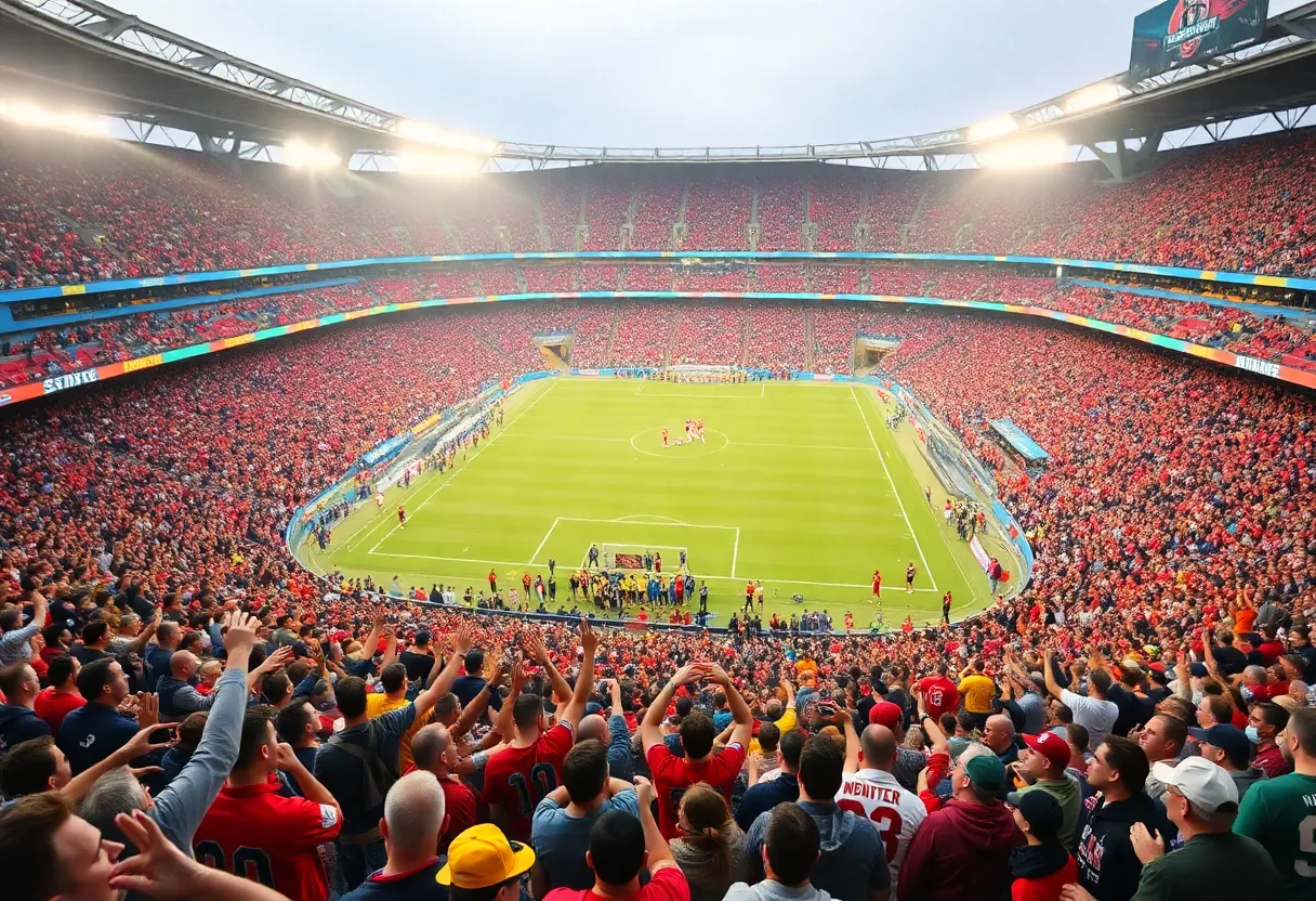 Excited fans at a football championship game