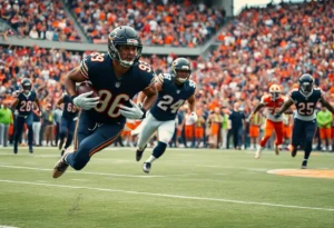 Chicago Bears players celebrating their victory in a football game