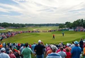 Golf course during CME Group Tour Championship with players and fans