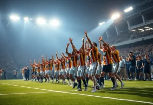 Dallas Cowboys team celebrating a comeback victory over Philadelphia Eagles.