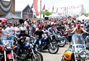 Cultural celebration at Daytona Bike Week with motorcycles and music.