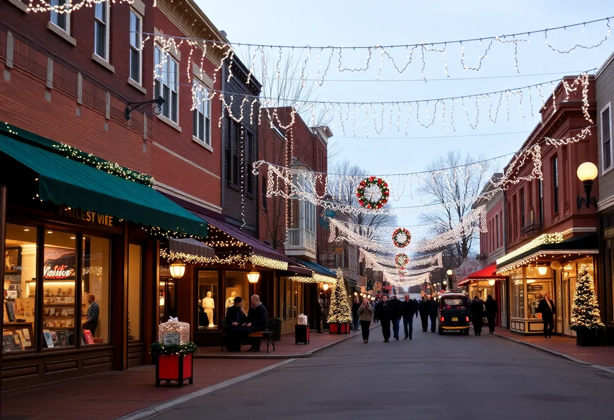 Festive holiday decorations in downtown Jacksonville.
