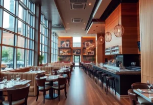 Interior view of Firebirds Wood Fired Grill showcasing modern design and inviting atmosphere