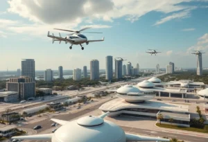 Electric air taxis soaring above Florida's skyline.