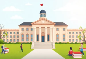 Illustration of legislative building representing educational transparency in Florida