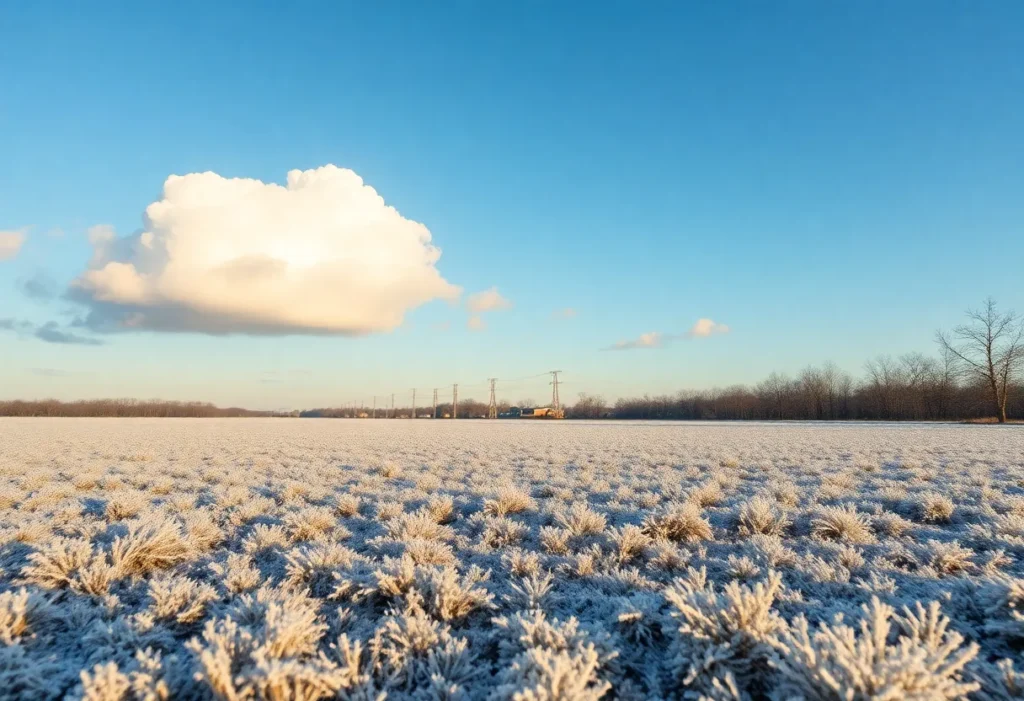 Winter landscape in Jacksonville with frost