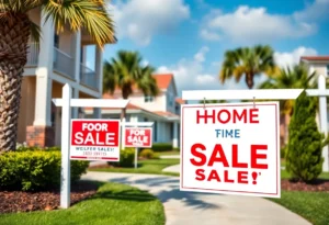 Neighborhood in Jacksonville with homes for sale signs