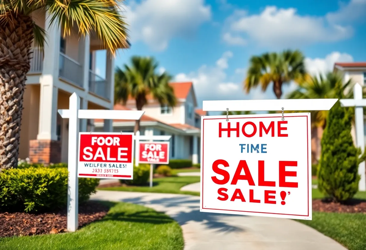 Neighborhood in Jacksonville with homes for sale signs