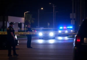 Police investigating a shooting scene in Jacksonville, Florida.