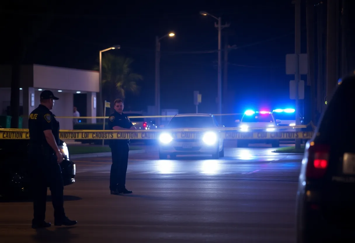 Police investigating a shooting scene in Jacksonville, Florida.