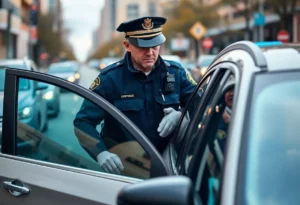 Scene of a police traffic stop in Jacksonville, Florida.