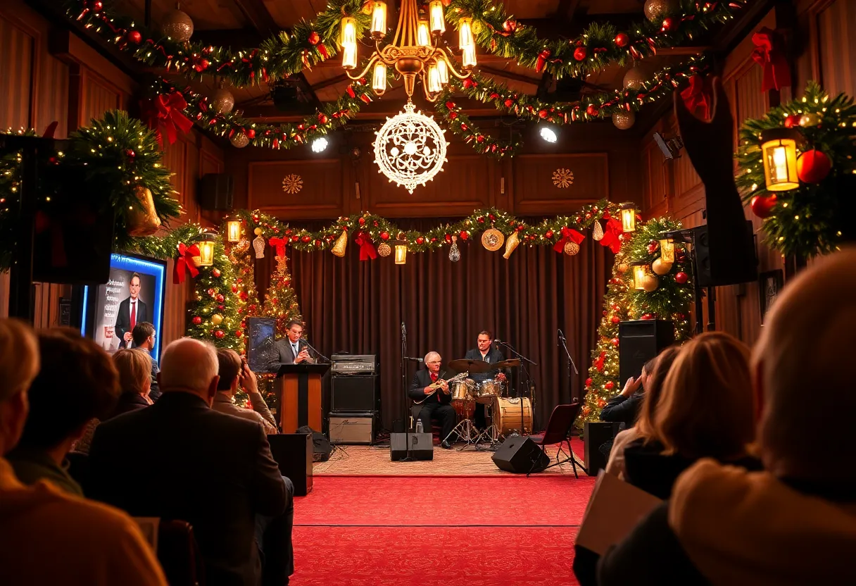 Peter Mayer performing during the Christmas concert.