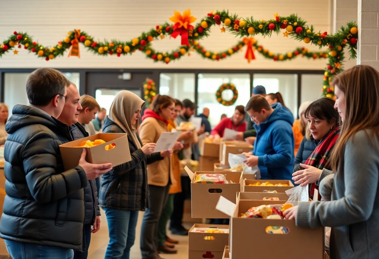 Families receiving Thanksgiving meals from the Salvation Army