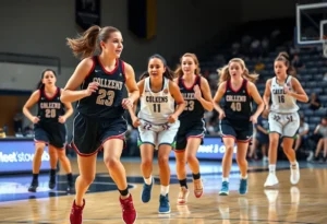 UConn women's basketball team playing a match