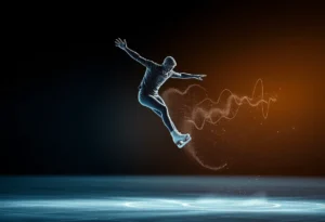 Abstract image of AI technology impacting figure skating training