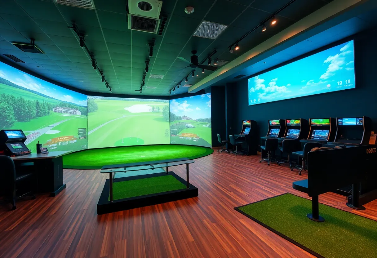 Interior of The Back Nine Golf indoor golf simulator center