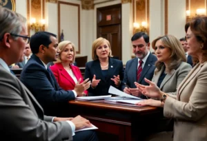 Lawmakers engaging in a bipartisan discussion about health care subsidies.