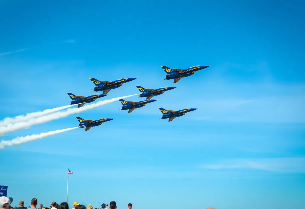 Blue Angels performing at an air show