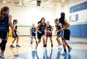 Bolles School girls basketball team playing during a match