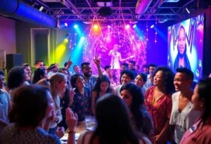 A dynamic gathering showcasing talented entertainers in a creative environment.