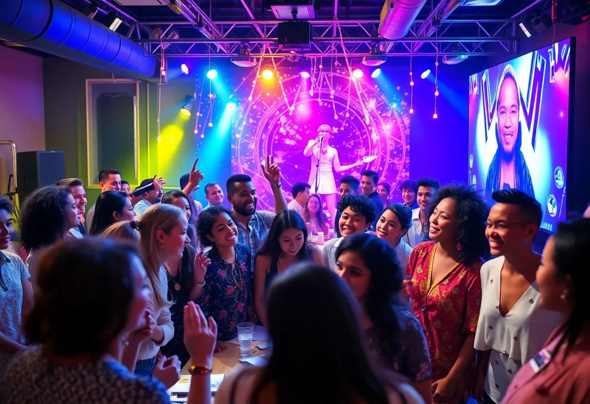 A dynamic gathering showcasing talented entertainers in a creative environment.