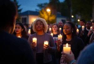 Candlelight vigil participants remembering victims of police violence.