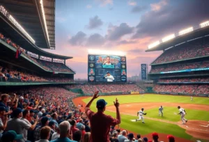 Baseball stadium celebrating free agency anniversary