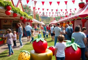 Families enjoying activities at the Clay County Strawberry Festival