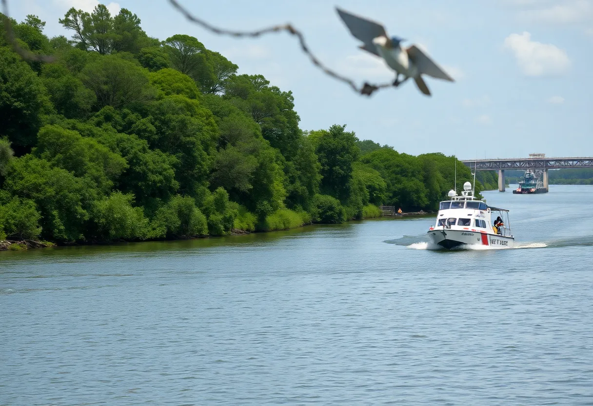 Coast Guard boat searching in St. Johns River