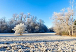 Florida landscape affected by a cold front with frost