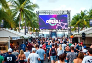 Fans enjoying college football celebrations in West Palm Beach