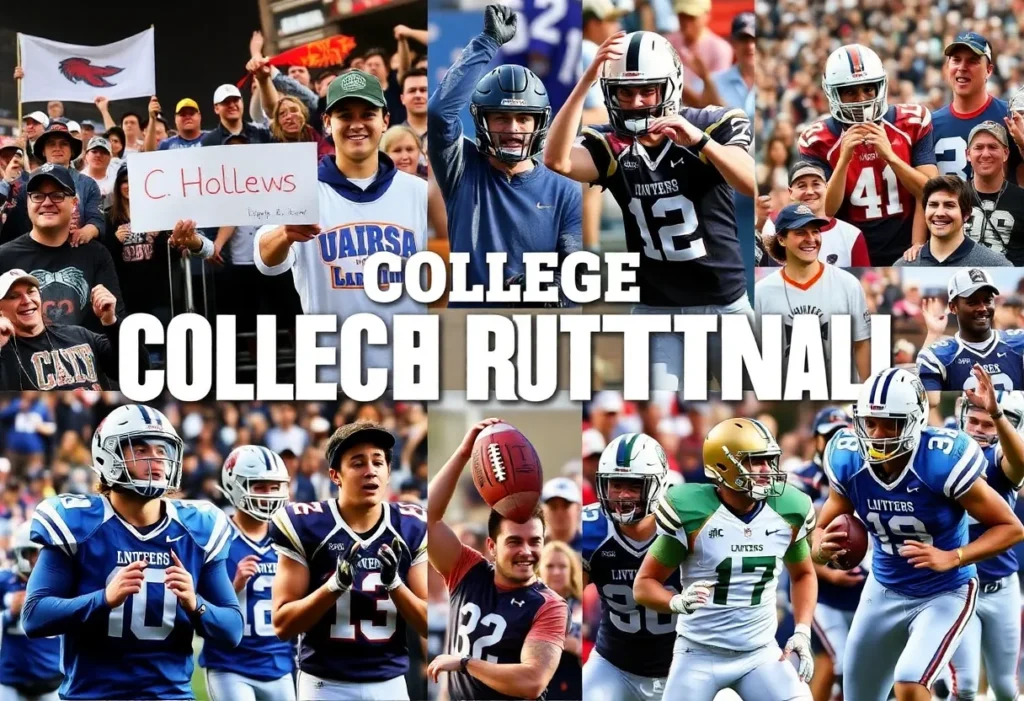 Collage of college football recruiting imagery