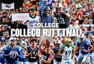 Collage of college football recruiting imagery