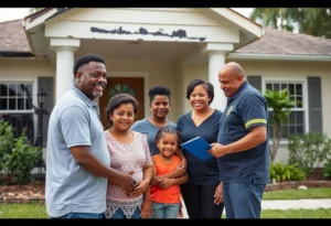 Family receiving assistance from Cornerstone Homebuyers for fire-damaged home