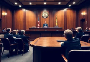 Courtroom image depicting justice for child exploitation cases