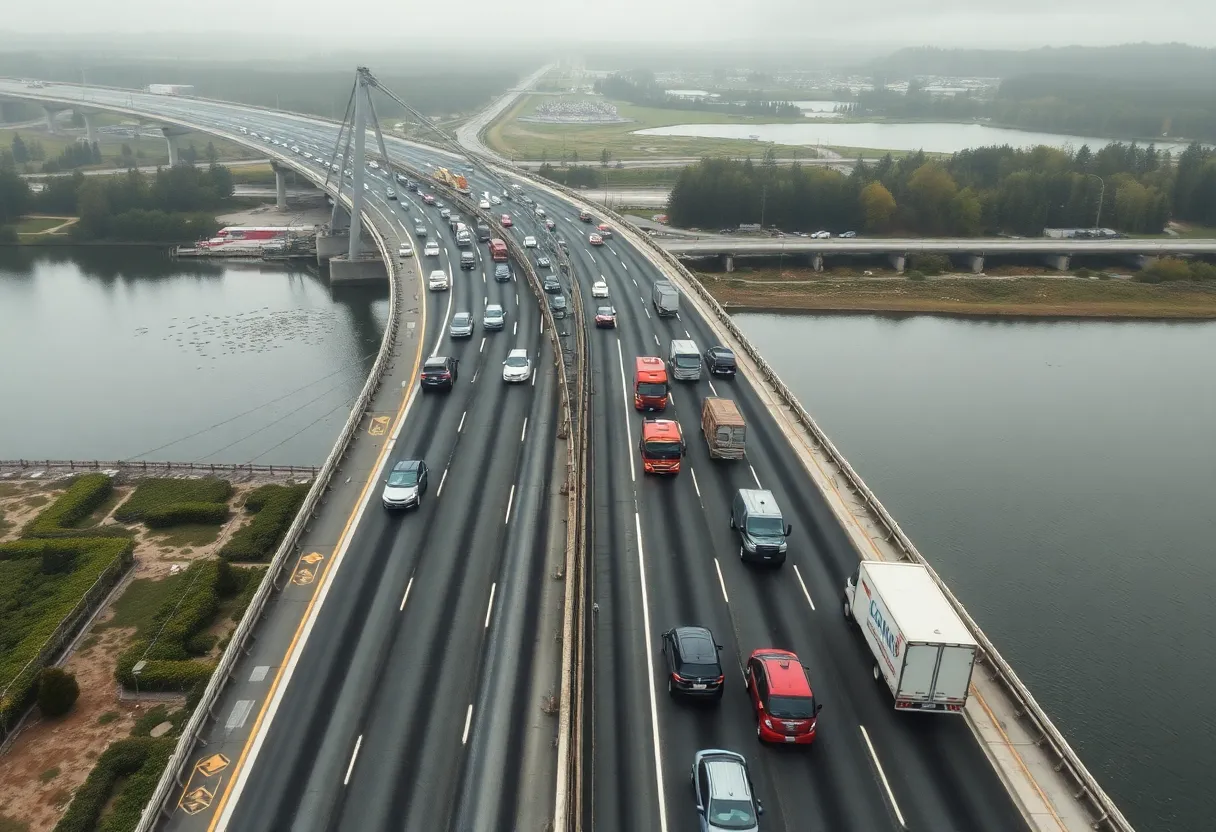 Emergency responders at Dames Point Bridge following a traffic accident