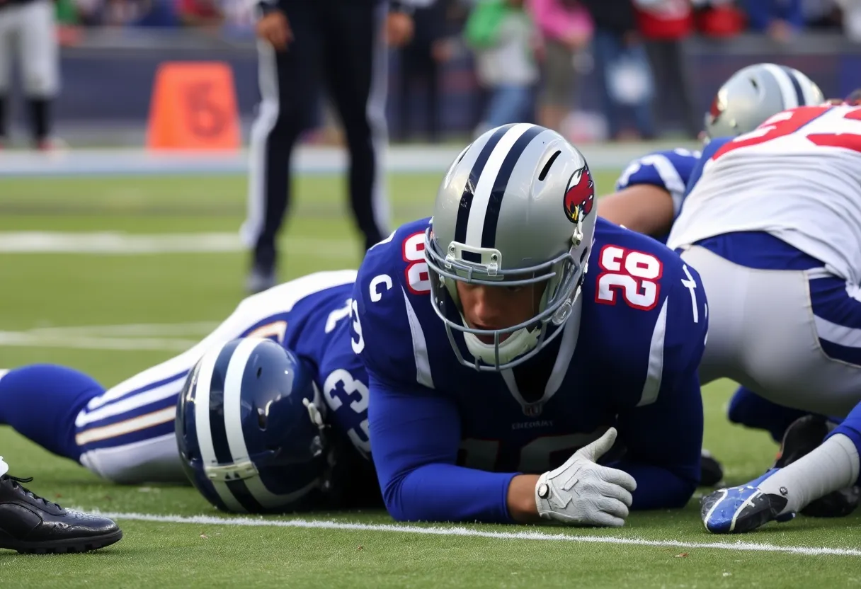 Quarterback injured on the field during an NFL game