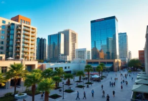 A view of transformed downtown Jacksonville with new developments.